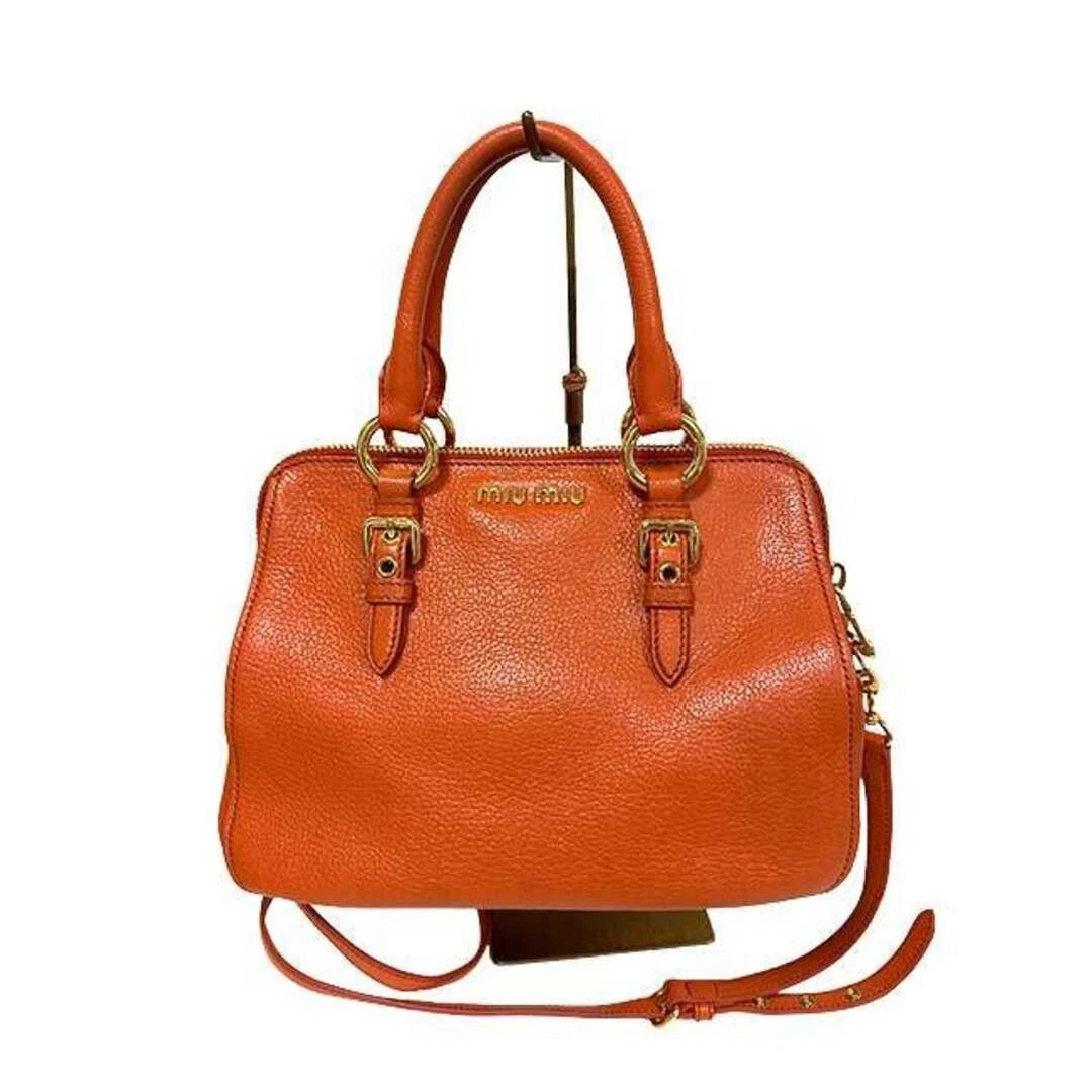 Miu Miu オレンジと黒のハンドバッグ miu miu（ミュウミュウ） ハンドバッグ トートバッグ ブラウン