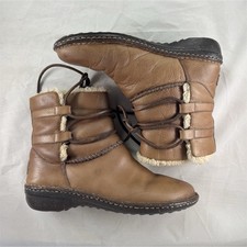 UGG Winter Tan Brown Warm Leather Fur Lined Lace Up Ankle Snow Boots Women Sz 8