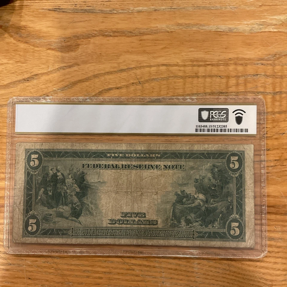 SC 1914 $5 Atlanta Blue Seal Type A PCGS 15   - Image 2 of 4