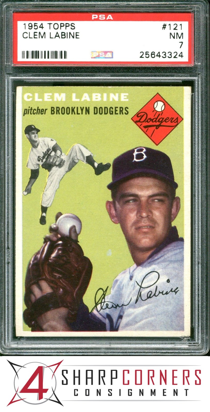 1954 TOPPS #121 CLEM LABINE DODGERS PSA 7