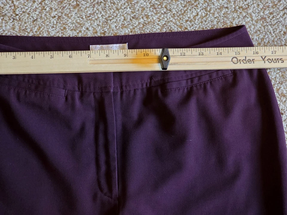 Pantalones Worthington Works para mujer 10 promedio calce moderno pantalón pierna elástico granate Foto 4 de 4