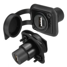 2Pcs USB2.0 Panel Mount Adapter, Female to Female Panel Mount Connector Black