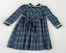 Vintage Girls Smocked Navy And Green Dress 80  s 90  s BT kids Size 4T