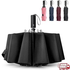 Large Golf Compact Inverted Windproof Umbrella Auto Open Close Travel Use