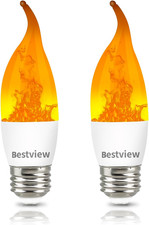 LED Flame Effect Light Bulbs,3 Modes Smart E26 Chandelier Base Flickering Candle