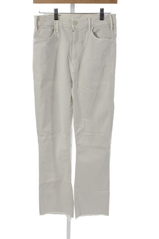 Mother Womens Cropped Jeans Ivory High Rise Button Cotton Blend Size 29