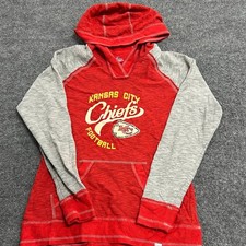 Majestic Hoodie Womens Size M Kansas City Chiefs Red Grey Raglan NFL Football