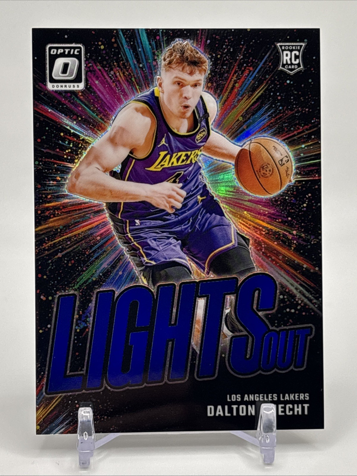 2024-25 Donruss Optic Dalton Knecht RC Lights Out #8 Blue Prizm 01/49 Bookend SP