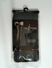 Leg Avenue Women's Fishnet Stockings with Vinyl Top One Size Nylon RN 82293