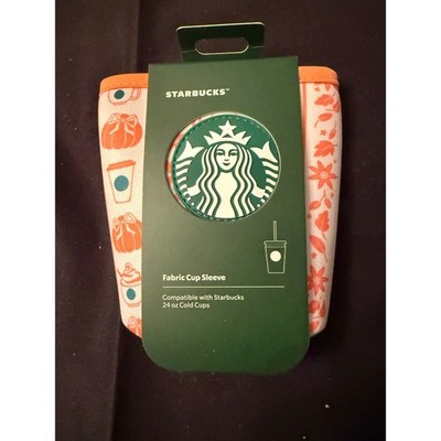 NEW Starbucks Disney Parks Pumpkin Fabric Cup Sleeve 24oz Cold Cup Neoprene