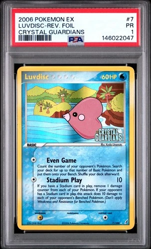 2006 POKEMON EX CRYSTAL GUARDIANS #7 LUVDISC-REVERSE FOIL PSA 1