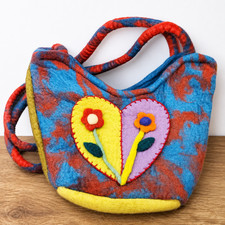 Vintage Handmade Felted Wool Double Strap Bag...