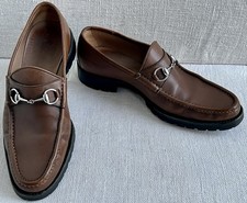 VTG Gucci 114463 Men’s Brown Calfskin Lug Sole Horsebit Loafers Gucci 10 US 10.5