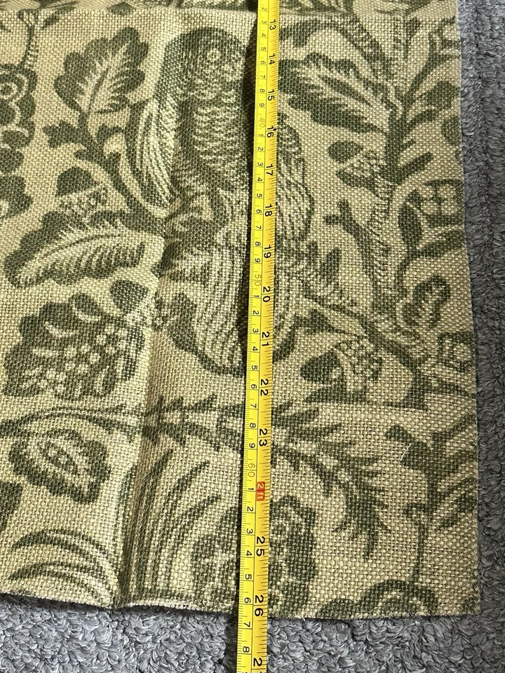 GP & J Baker Fabric Sample Remnant 24.25x26” Owls Fruits Ivy Green Linen Crafts - Image 4 of 4