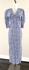 RIXO NWT 3/4 Sleeve Purple White Floral ZADIE Midi Dress Size 6/S