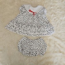 Vintage Marthas Miniatures We  re Fussy Puff Sleeve Black Leaves Dress 24 Month