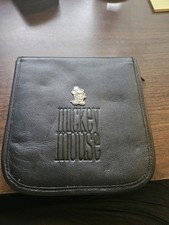 VTG DISNEY STORE MICKEY MOUSE LEATHER ZIPPERED CD CASE HOLDS 12 COMPACT DISCS