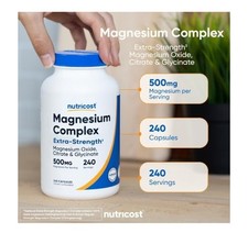 Nutricost Magnesium Complex 500mg 240 Capsules Oxide Citrate Glycinate