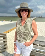 Cabi Bitmap Top Geometric Print  Beautiful Size XL