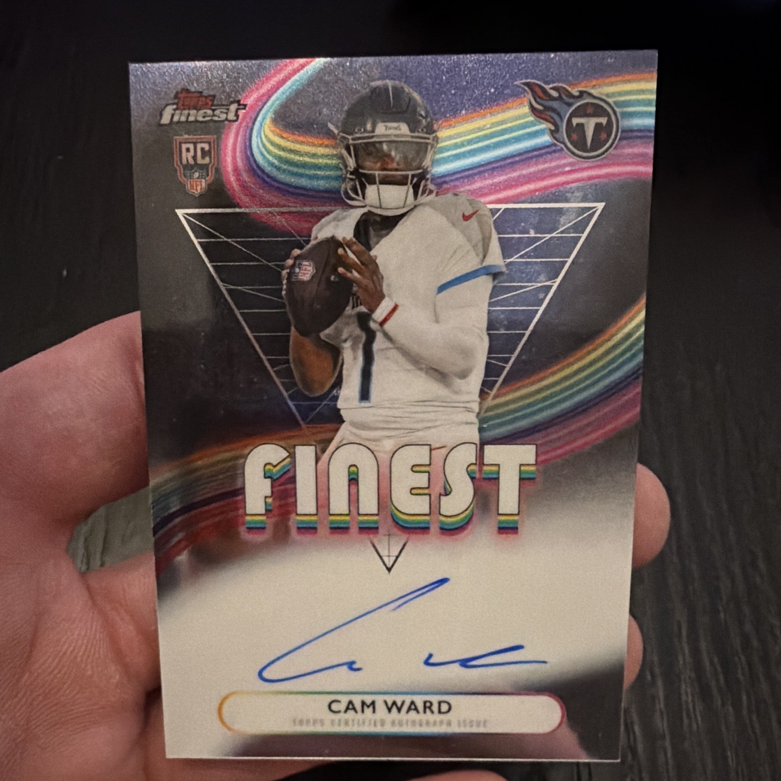 Topps 2025 Finest Cam Ward Rookie Finest Autographs Refractor Auto Titans RFA-CW