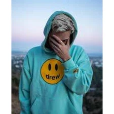 Drew House Mascot Hoodie Teal Blue Smiley Face Justin Bieber Trendy Streetwear