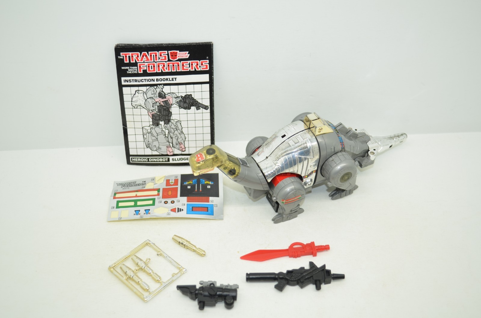 Sludge 100% Complete 1985 Vintage Hasbro G1 Transformers Partial Decals Manual