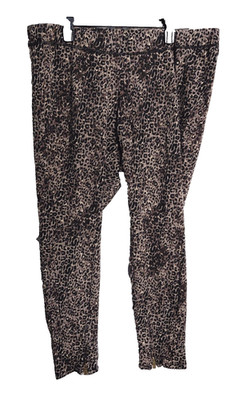1X  LYS  LOVE YOUR STYLE LEOPARD CHEETAH KNIT PULL-UP ZIP LEG LEGGINGS PANTS NEW