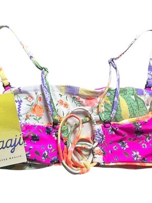 MAAJI bandeau reversible lace up back bikini swim top size M New