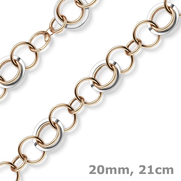20Mm Ringkette Phantasie-Armband Armkette Aus 585 Gold WeißGold Rotgold 21Cm-image