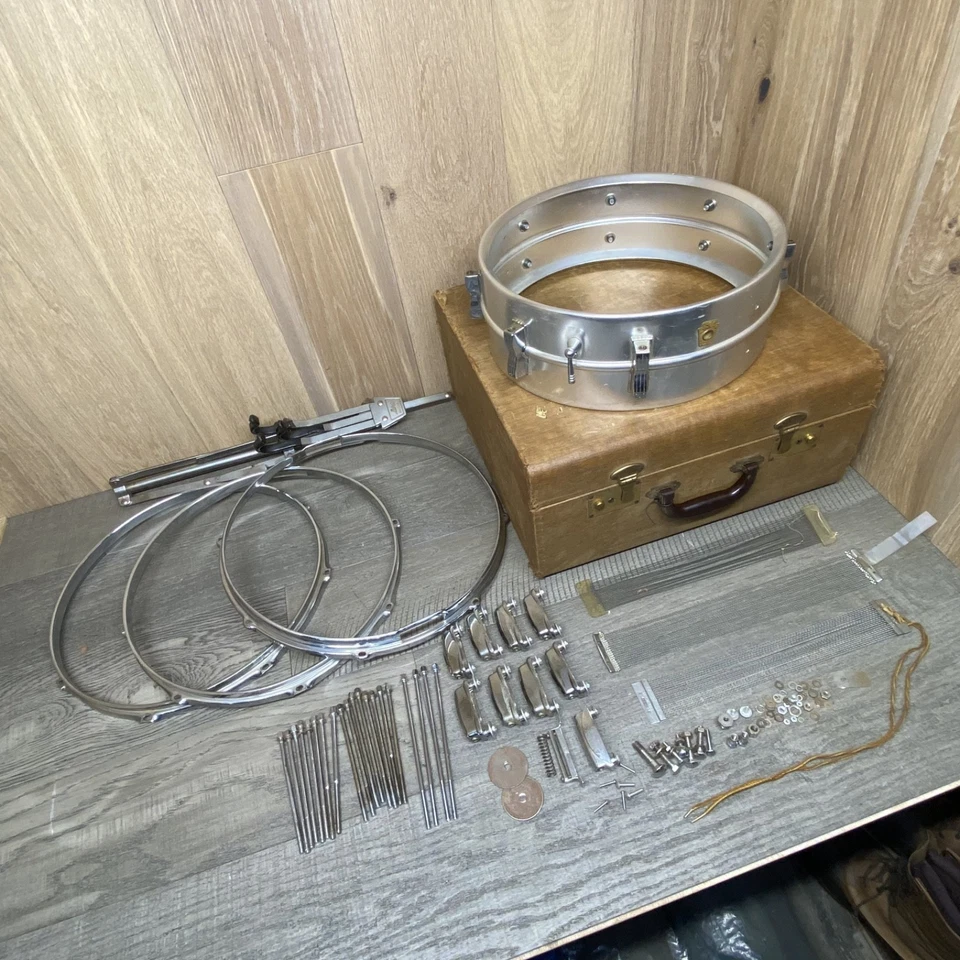 Ludwig Snare Drum Teile Konvolut 60er Supraphonic 400 5x14 Aluminium Shell + Ständer + mehr