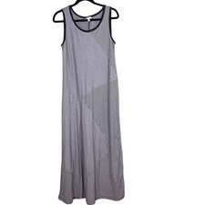 Talbots Navy White Striped Sleeveless Cotton Modal Maxi Tank Dress Womens Medium