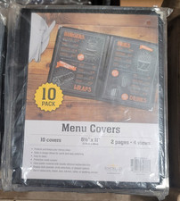 Excello Global Products Menu Holders,8.5"x11", Black/Silver, 10/Pack SPLS-MENU-4
