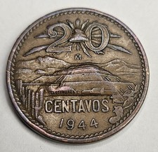 1944 Messico 20 Centavos - Moneta mondiale in bronzo messicano circolata - L3