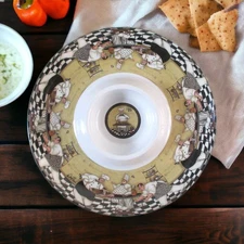 Melamine Chip Dip Italian Chefs Round Platter by Evergreen, Signed by Artist
