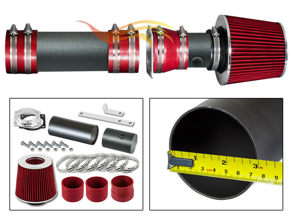 BCP RW RED For 94-96 F150 Bronco w/MAF 5.0L 5.8L V8 Air Intake Kit +Filter