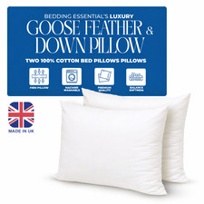 Goose Feather & Down Pillows Extra Filled Hotel Quality 100% Cotton Pack of 2,4