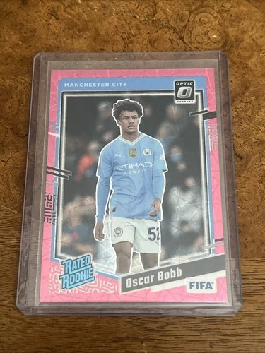 2023-24 Panini Donruss FIFA Rated Rookie Oscar Bobb #178 Pink Cubic /99 (RC)
