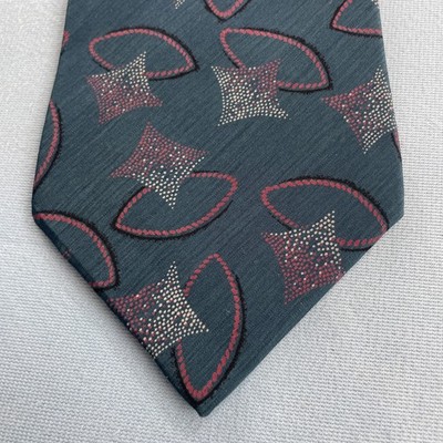 Essex Row Silk NeckTie MCM Atomic Geometric Art Deco Teal Turquois Wide Tie 4x56