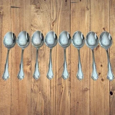 Oneida Mansfield WM A Rogers Deluxe Stainless Flatware 8 Soup Place Spoons 6 3/4