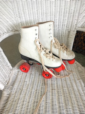 Vintage Roller Derby Roller Skates Youth Size 5 Canada White Youth Leather Retro
