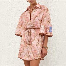 Zimmermann BNWT Daylight Tunic Mini Dress Size 1/AU 10/US 6 Belt Embroidered