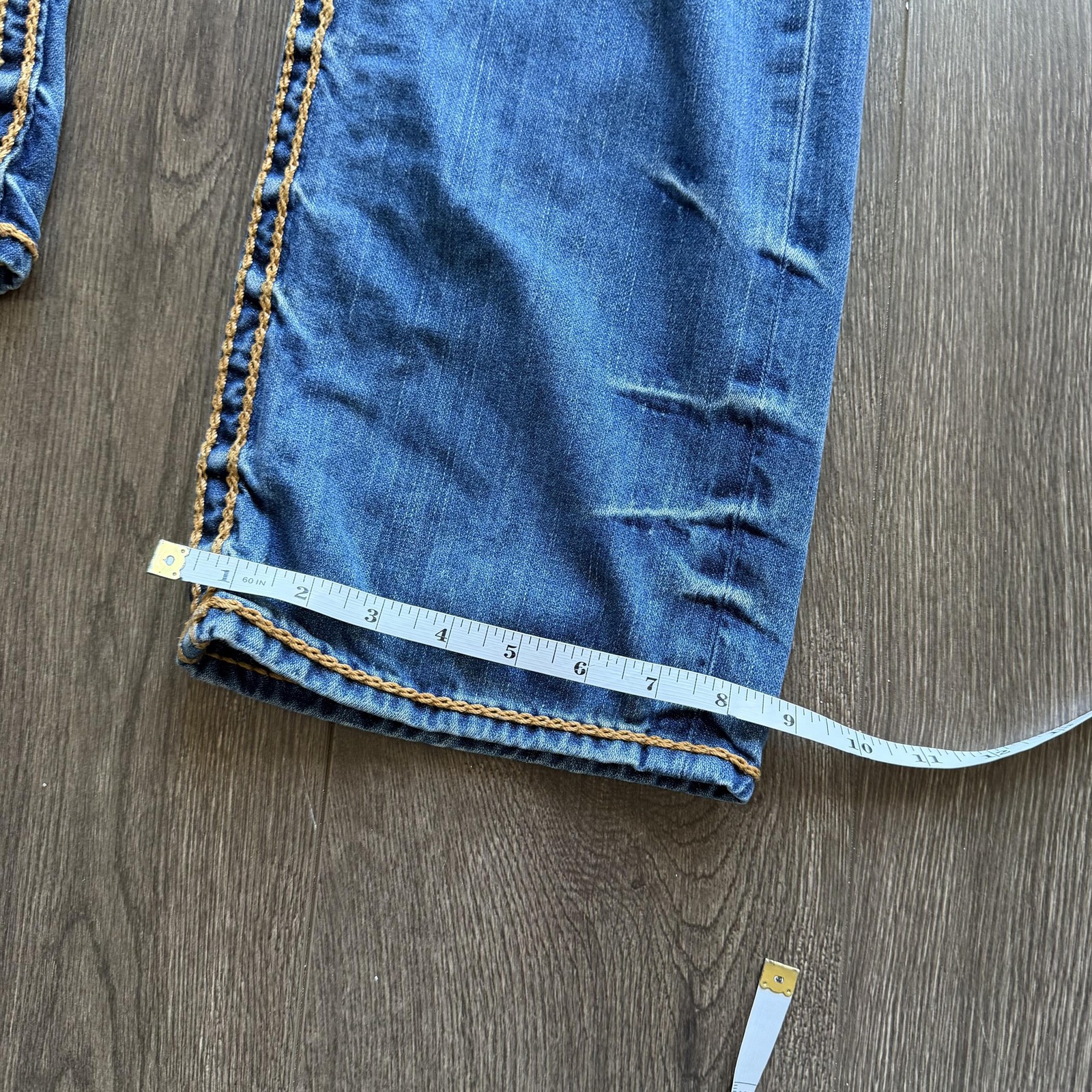 Y2K True Religion Jeans Mens 36x34 Blue Relaxed Straight Contrast Stitch Denim thumbnail 9