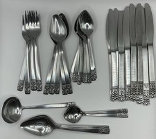 Carlyle Cameo Silverware Flatware Stainless Steel VTG Lot Of 38 Hong Kong