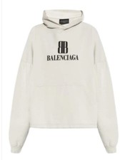 Balenciaga BB hoodie with a white logo print, made of cotton. Size XL.
