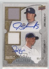 2009 Ballpark Collection Dual Swatch 5/10 James Shields Scott Kazmir Auto uk2