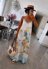 luftiges Maxikleid Sommerkleid Spagettiträge...