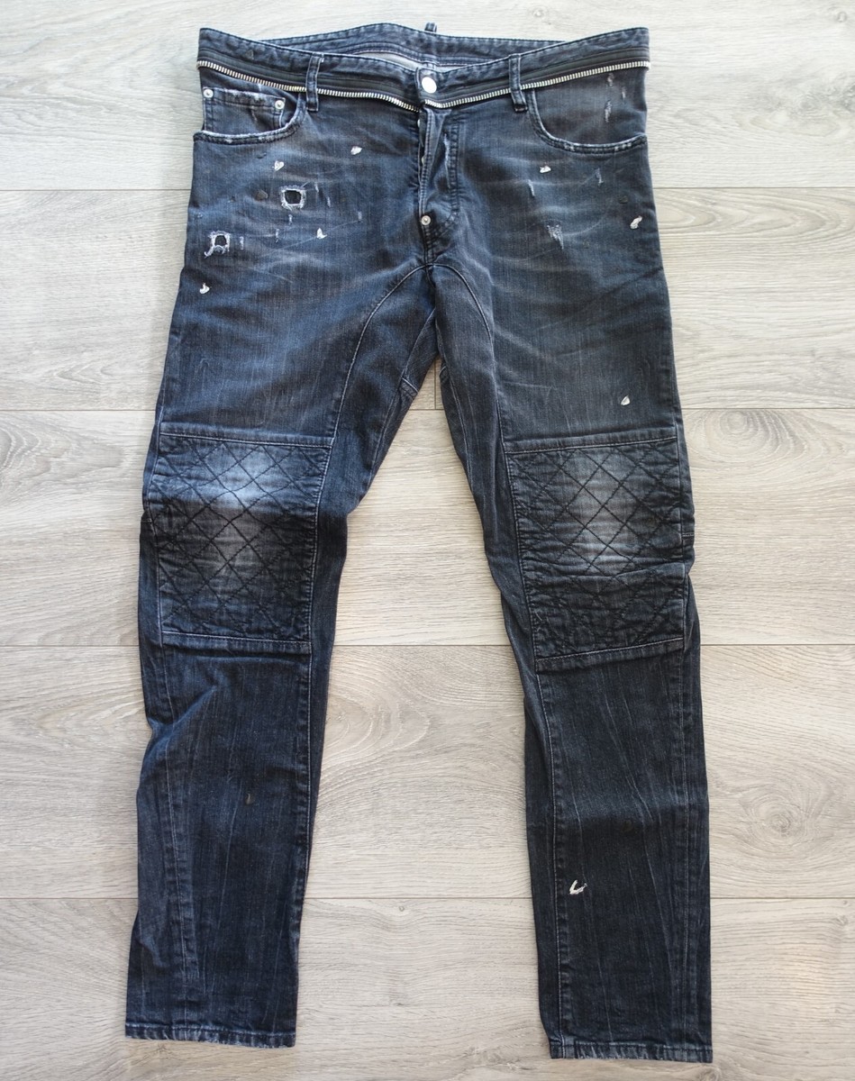 DSQUARED2 JEANS 54 jean denim dsquared 2 tidy biker cut zip DSQUARED2 JEANS 54 jean denim dsquared 2 tidy biker cut zip