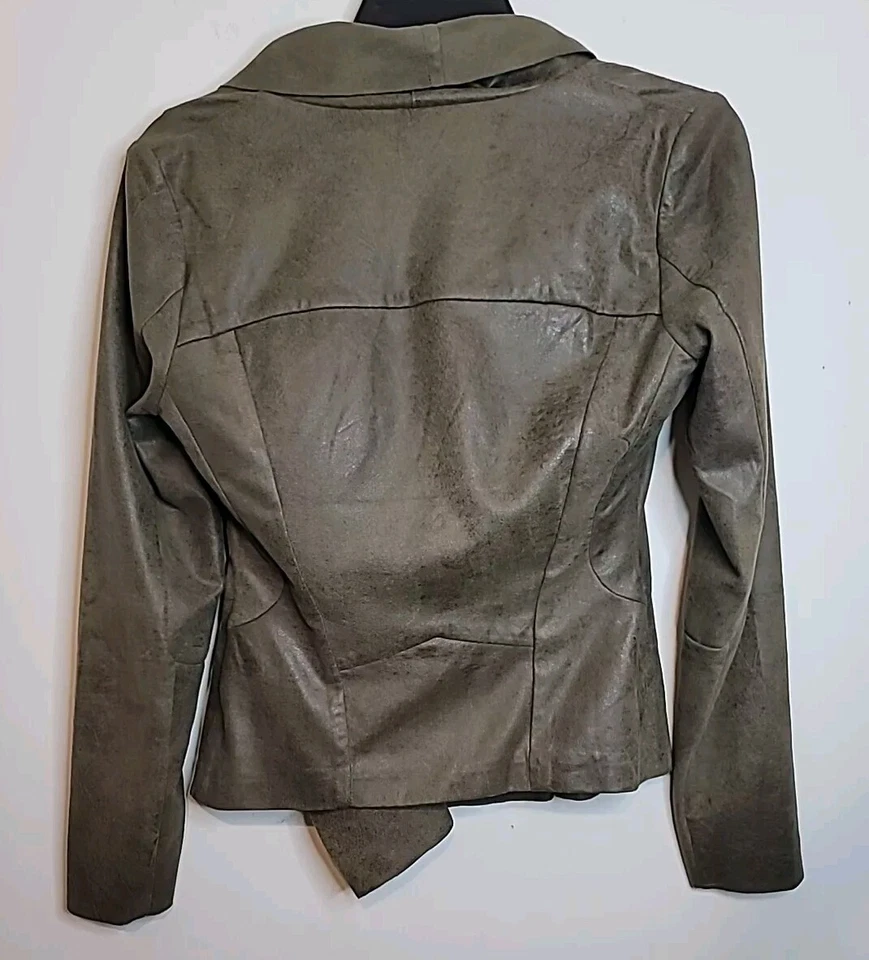 Chaqueta de Gamuza Malibu Sky Para Mujer Pequeña Cremallera Asimétrica Bombardero Ligera Moto Foto 3 de 4