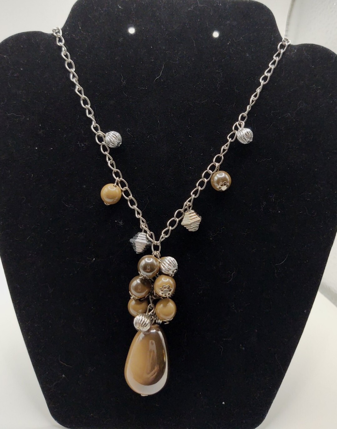 Vintage Necklace Unsigned Statement Silver Tone B… - image 4