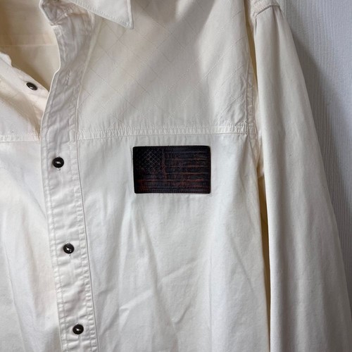 Rocawear Cream Cotton Button Down Shirt W/ American Flag Patch, Casual-SZ XL - Picture 2 of 7